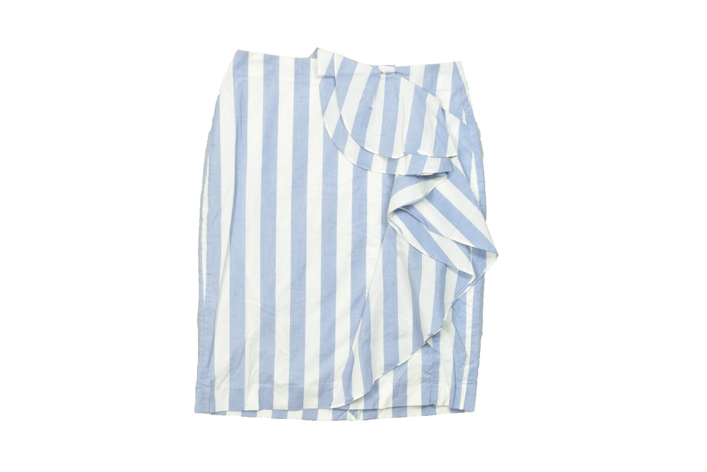 Banana Republic Blue and White Striped Ruffle Mini Skirt
